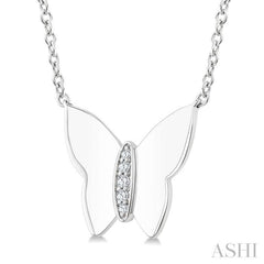 1/20 Ctw Butterfly Single Cut Diamond Fashion Pendant With Chain in Sterling Silver 1/20 Ctw Butterfly Single Cut Diamond Fashion Pendant With Chain in Sterling Silver