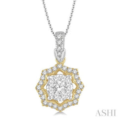 1/3 Ctw Star Lattice Lovebright Round Cut Diamond Pendant With Chain in 14K White and Yellow Gold 1/3 Ctw Star Lattice Lovebright Round Cut Diamond Pendant With Chain in 14K White and Yellow Gold