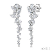 1 Ctw Mixed Shape Diamond Scatter Fashion Long Earring in 14K White Gold