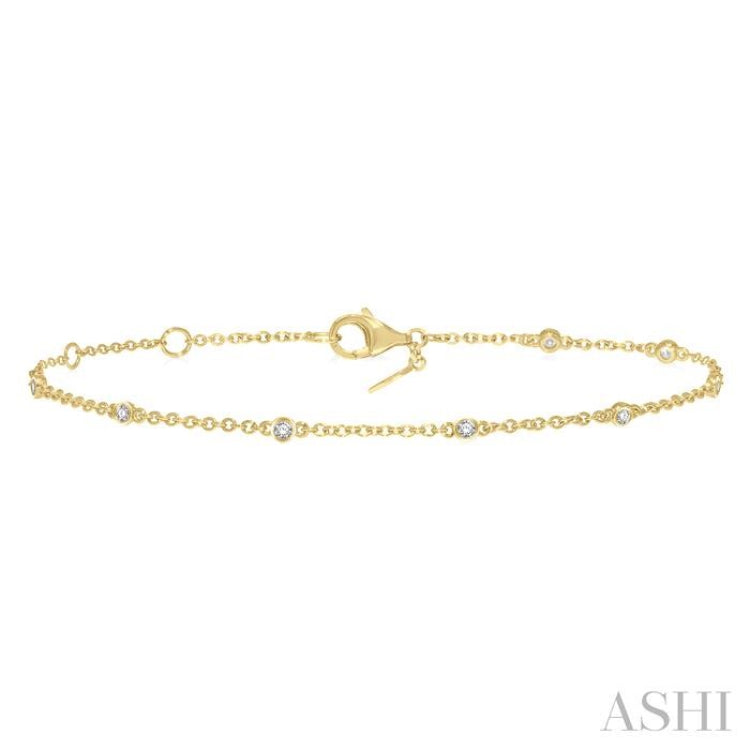 1/6 Ctw Circular Mount Round Cut Diamond Station Bracelet in 10K Yellow Gold 1/6 Ctw Circular Mount Round Cut Diamond Station Bracelet in 10K Yellow Gold