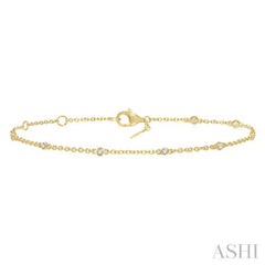 1/6 Ctw Circular Mount Round Cut Diamond Station Bracelet in 10K Yellow Gold 1/6 Ctw Circular Mount Round Cut Diamond Station Bracelet in 10K Yellow Gold