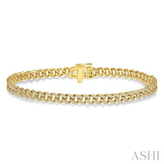 1 Ctw Round Cut Diamond Curb & Cuban Bracelet in 14K Yellow Gold 1 Ctw Round Cut Diamond Curb & Cuban Bracelet in 14K Yellow Gold