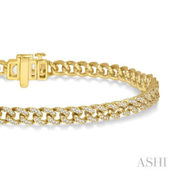 1 Ctw Round Cut Diamond Curb & Cuban Bracelet in 14K Yellow Gold 1 Ctw Round Cut Diamond Curb & Cuban Bracelet in 14K Yellow Gold