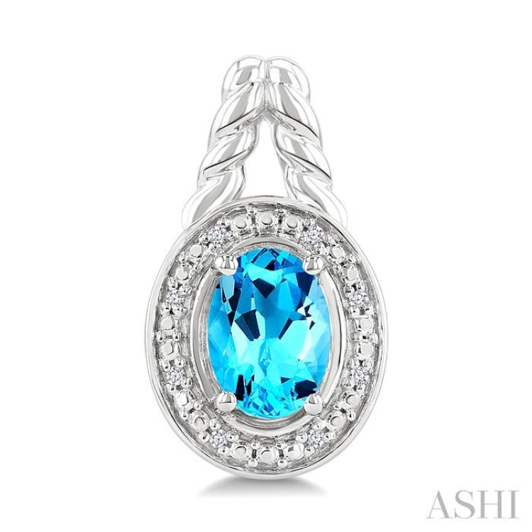 8X6 MM Cushion Shape Blue Topaz and 1/20 Ctw Single Cut Diamond Semi-Precious Earrings in Sterling Silver 8X6 MM Cushion Shape Blue Topaz and 1/20 Ctw Single Cut Diamond Semi-Precious Earrings in Sterling Silver