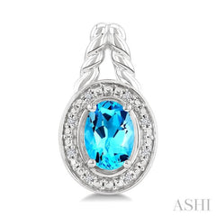 8X6 MM Cushion Shape Blue Topaz and 1/20 Ctw Single Cut Diamond Semi-Precious Earrings in Sterling Silver 8X6 MM Cushion Shape Blue Topaz and 1/20 Ctw Single Cut Diamond Semi-Precious Earrings in Sterling Silver