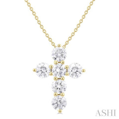1 1/2 Ctw Round Cut Diamond Christian Cross 6-Stone Fashion Pendant With Chain in 14K Yellow Gold 1 1/2 Ctw Round Cut Diamond Christian Cross 6-Stone Fashion Pendant With Chain in 14K Yellow Gold