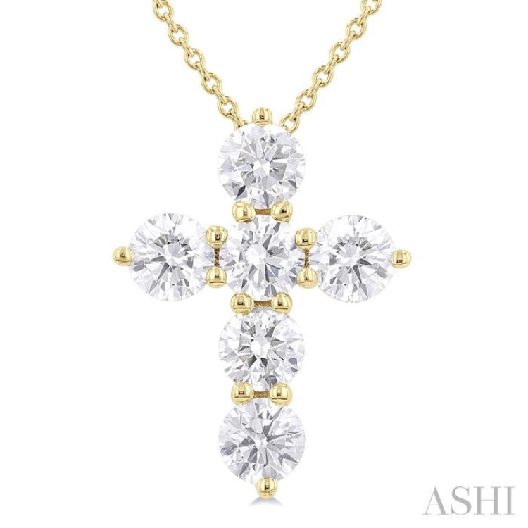 1 1/2 Ctw Round Cut Diamond Christian Cross 6-Stone Fashion Pendant With Chain in 14K Yellow Gold 1 1/2 Ctw Round Cut Diamond Christian Cross 6-Stone Fashion Pendant With Chain in 14K Yellow Gold
