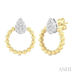 1/4 Ctw Round Cut Diamond Bead Shank Pear Shape Lovebright Earrings in 10K Yellow and White Gold 1/4 Ctw Round Cut Diamond Bead Shank Pear Shape Lovebright Earrings in 10K Yellow and White Gold