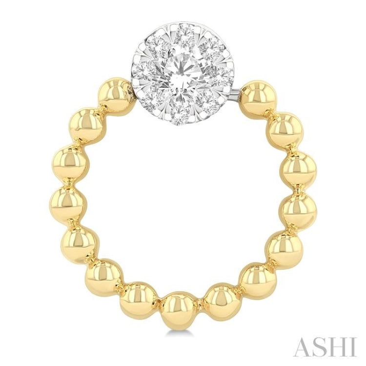 1/4 Ctw Round Cut Diamond Bead Shank Round Shape Lovebright Earrings in 10K Yellow and White Gold 1/4 Ctw Round Cut Diamond Bead Shank Round Shape Lovebright Earrings in 10K Yellow and White Gold
