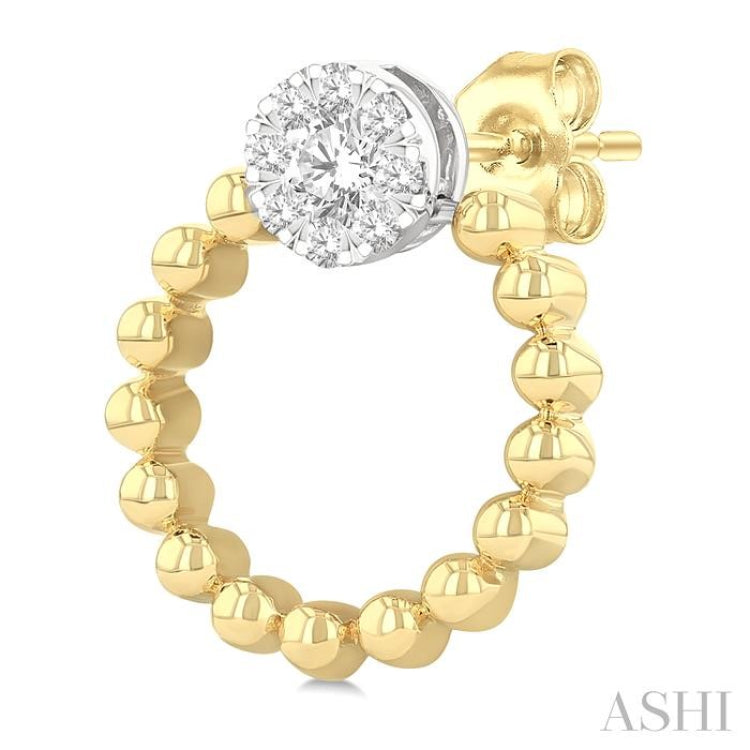1/4 Ctw Round Cut Diamond Bead Shank Round Shape Lovebright Earrings in 10K Yellow and White Gold 1/4 Ctw Round Cut Diamond Bead Shank Round Shape Lovebright Earrings in 10K Yellow and White Gold