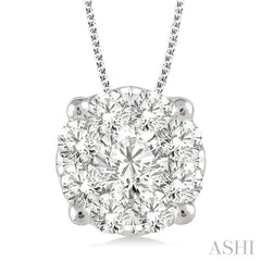 1 1/2 Ctw Lovebright Round Cut Diamond Pendant in 14K White Gold with Chain 1 1/2 Ctw Lovebright Round Cut Diamond Pendant in 14K White Gold with Chain
