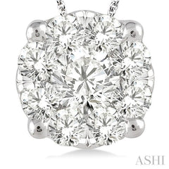 1 1/2 Ctw Lovebright Round Cut Diamond Pendant in 14K White Gold with Chain 1 1/2 Ctw Lovebright Round Cut Diamond Pendant in 14K White Gold with Chain