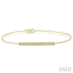 1/6 Ctw Bar Center Round Cut Diamond Petite Bracelet in 10K Yellow Gold 1/6 Ctw Bar Center Round Cut Diamond Petite Bracelet in 10K Yellow Gold
