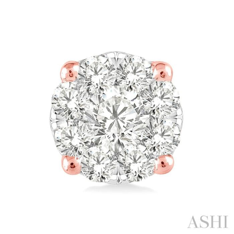 1/4 Ctw Lovebright Round Cut Diamond Stud Earrings in 14K Rose and White Gold 1/4 Ctw Lovebright Round Cut Diamond Stud Earrings in 14K Rose and White Gold