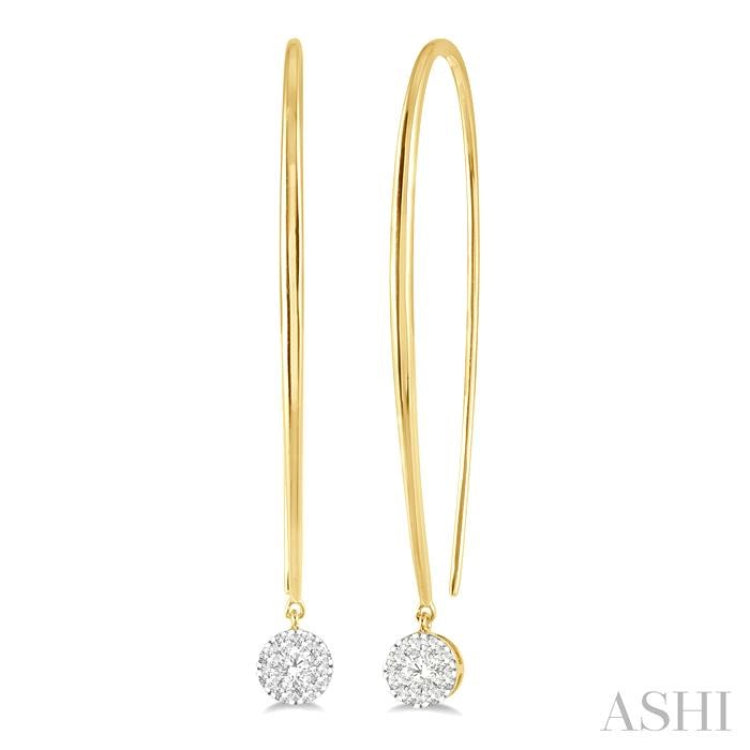 1/3 Ctw Round Dangler Lovebright Diamond Earring in 14K Yellow and White Gold 1/3 Ctw Round Dangler Lovebright Diamond Earring in 14K Yellow and White Gold