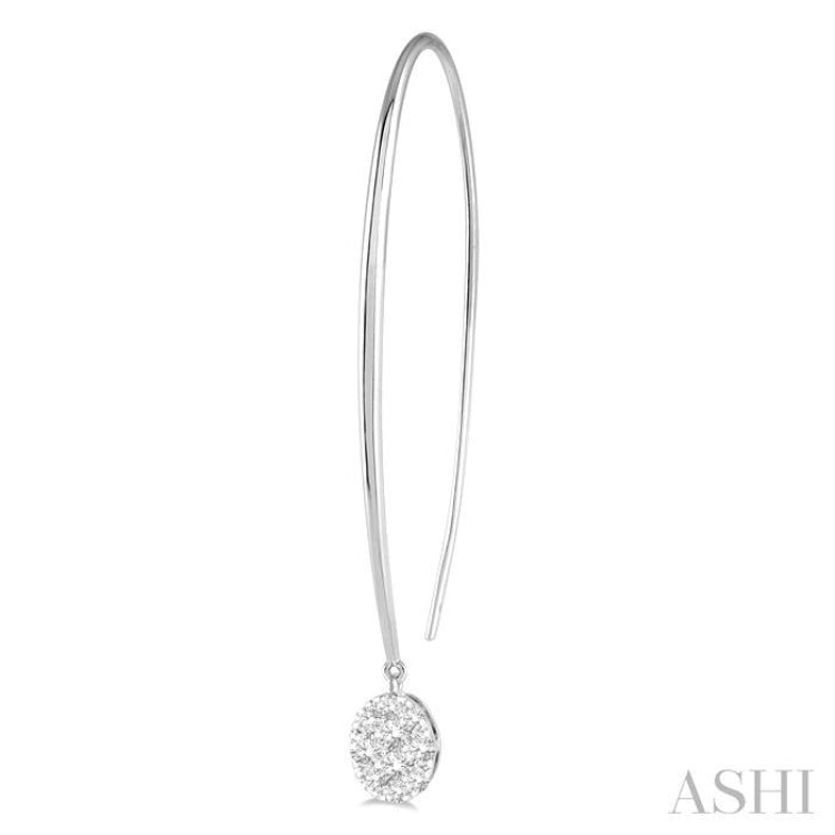 1/2 Ctw Oval Shape Dangler Lovebright Round Cut Diamond Earring in 14K White Gold 1/2 Ctw Oval Shape Dangler Lovebright Round Cut Diamond Earring in 14K White Gold