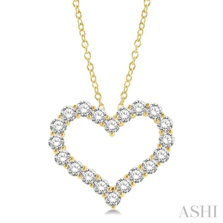 3 Ctw Heart Shape Round Cut Diamond Pendant With Chain in 14K Yellow Gold 3 Ctw Heart Shape Round Cut Diamond Pendant With Chain in 14K Yellow Gold