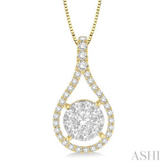 5/8 Ctw Lovebright Round Cut Diamond Pendant in 14K Yellow and White Gold with Chain 5/8 Ctw Lovebright Round Cut Diamond Pendant in 14K Yellow and White Gold with Chain