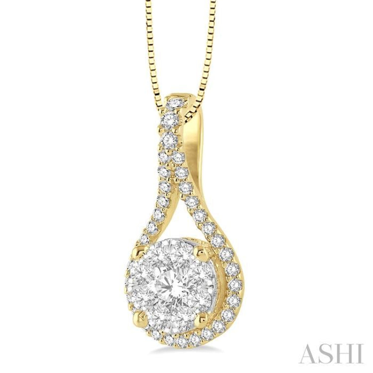 5/8 Ctw Lovebright Round Cut Diamond Pendant in 14K Yellow and White Gold with Chain 5/8 Ctw Lovebright Round Cut Diamond Pendant in 14K Yellow and White Gold with Chain