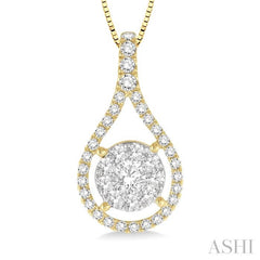 5/8 Ctw Lovebright Round Cut Diamond Pendant in 14K Yellow and White Gold with Chain 5/8 Ctw Lovebright Round Cut Diamond Pendant in 14K Yellow and White Gold with Chain