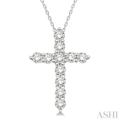1/2 Ctw Round Cut Diamond Cross Pendant in 14K White Gold with Chain 1/2 Ctw Round Cut Diamond Cross Pendant in 14K White Gold with Chain