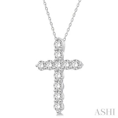 1/2 Ctw Round Cut Diamond Cross Pendant in 14K White Gold with Chain 1/2 Ctw Round Cut Diamond Cross Pendant in 14K White Gold with Chain