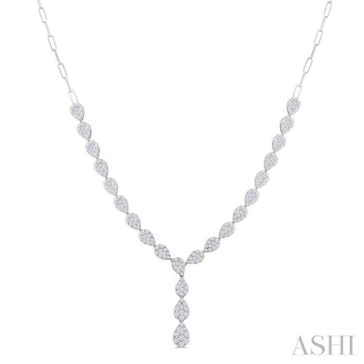 2 5/8 Ctw Lovebright Pear Shape Round Cut Diamond Fashion Necklace in 14K White Gold 2 5/8 Ctw Lovebright Pear Shape Round Cut Diamond Fashion Necklace in 14K White Gold