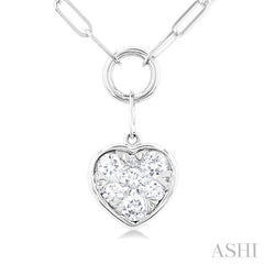 1/4 Ctw Lovebright Heart Shape Round Cut Diamond Paperclip Necklace in 14K White Gold 1/4 Ctw Lovebright Heart Shape Round Cut Diamond Paperclip Necklace in 14K White Gold