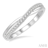 1/8 Ctw Criss-Cross Shank Round Cut Diamond Wedding Band in 14K White Gold
