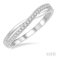 1/8 Ctw Criss-Cross Shank Round Cut Diamond Wedding Band in 14K White Gold 1/8 Ctw Criss-Cross Shank Round Cut Diamond Wedding Band in 14K White Gold