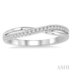 1/8 Ctw Criss-Cross Shank Round Cut Diamond Wedding Band in 14K White Gold 1/8 Ctw Criss-Cross Shank Round Cut Diamond Wedding Band in 14K White Gold