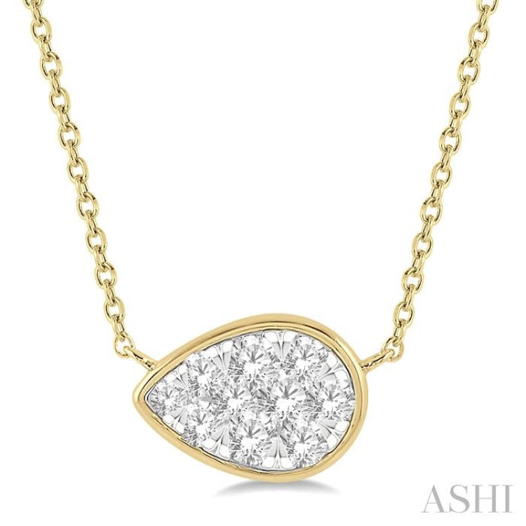 1/3 Ctw Pear Shape Lovebright Diamond Pendant With Chain in 14K Yellow and White Gold 1/3 Ctw Pear Shape Lovebright Diamond Pendant With Chain in 14K Yellow and White Gold