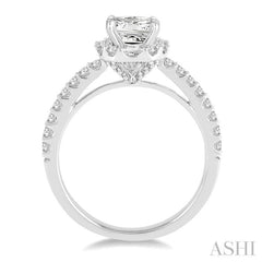 1 1/5 ctw Diamond Engagement Ring with 5/8 ct Princess Cut Center Stone in 14K White Gold 1 1/5 ctw Diamond Engagement Ring with 5/8 ct Princess Cut Center Stone in 14K White Gold