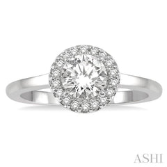 5/8 Ctw Round Cut Diamond Ladies Engagement Ring with 1/2 Ct Round Cut Center Stone in 14K White Gold 5/8 Ctw Round Cut Diamond Ladies Engagement Ring with 1/2 Ct Round Cut Center Stone in 14K White Gold