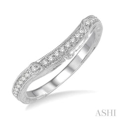 1/6 ctw Round Diamond Wedding Band with Vintage Detailing in 14K White Gold 1/6 ctw Round Diamond Wedding Band with Vintage Detailing in 14K White Gold