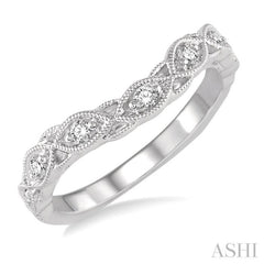 1/6 Ctw Milgrain Leaf Motif Round Cut Diamond Wedding Band in 14K White Gold 1/6 Ctw Milgrain Leaf Motif Round Cut Diamond Wedding Band in 14K White Gold