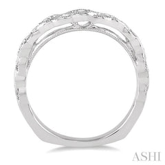 1/6 Ctw Milgrain Leaf Motif Round Cut Diamond Wedding Band in 14K White Gold 1/6 Ctw Milgrain Leaf Motif Round Cut Diamond Wedding Band in 14K White Gold