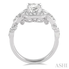 3/4 ctw Diamond Engagement Ring with 1/2 ct Princess Cut Center Stone in 14K White Gold 3/4 ctw Diamond Engagement Ring with 1/2 ct Princess Cut Center Stone in 14K White Gold