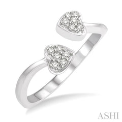 1/10 Ctw Heart Accent Open-Ended Round Cut Diamond Ladies Ring in 10K White Gold 1/10 Ctw Heart Accent Open-Ended Round Cut Diamond Ladies Ring in 10K White Gold