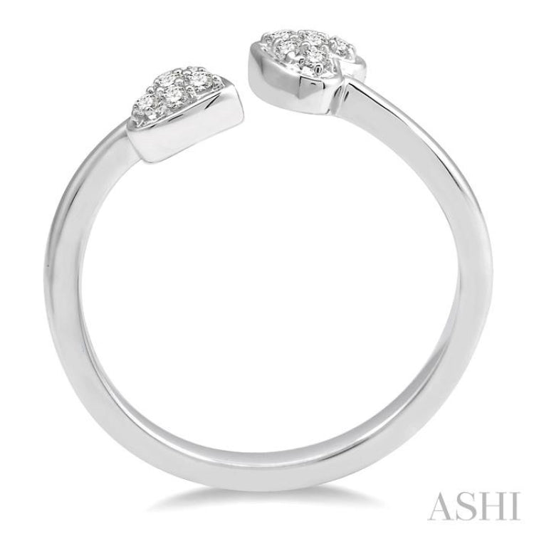 1/10 Ctw Heart Accent Open-Ended Round Cut Diamond Ladies Ring in 10K White Gold 1/10 Ctw Heart Accent Open-Ended Round Cut Diamond Ladies Ring in 10K White Gold