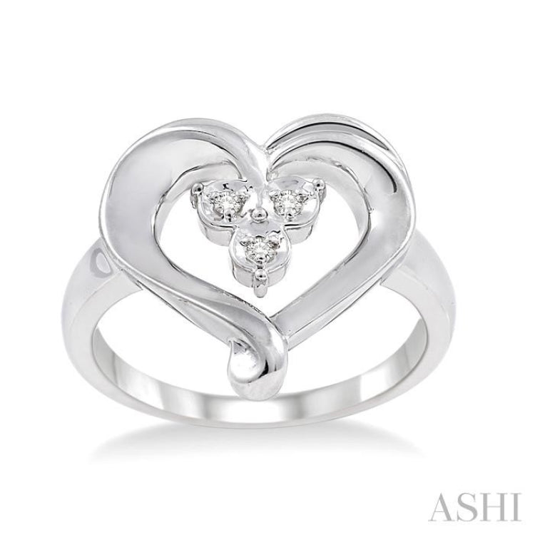1/50 Ctw Single Cut Diamond Heart Ring in Sterling Silver 1/50 Ctw Single Cut Diamond Heart Ring in Sterling Silver