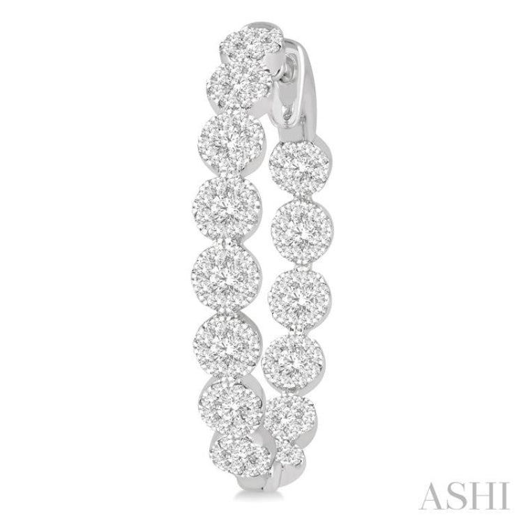 2 Ctw Circular Link Lovebright In-Out Round Cut Diamond Hoop Earring in 14K White Gold 2 Ctw Circular Link Lovebright In-Out Round Cut Diamond Hoop Earring in 14K White Gold