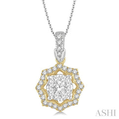 1/3 Ctw Star Lattice Lovebright Round Cut Diamond Pendant With Chain in 14K White and Yellow Gold 1/3 Ctw Star Lattice Lovebright Round Cut Diamond Pendant With Chain in 14K White and Yellow Gold