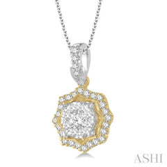 1/3 Ctw Star Lattice Lovebright Round Cut Diamond Pendant With Chain in 14K White and Yellow Gold 1/3 Ctw Star Lattice Lovebright Round Cut Diamond Pendant With Chain in 14K White and Yellow Gold