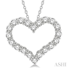 1 1/2 Ctw Heart Shape Round Cut Diamond Pendant With Chain in 14K White Gold 1 1/2 Ctw Heart Shape Round Cut Diamond Pendant With Chain in 14K White Gold
