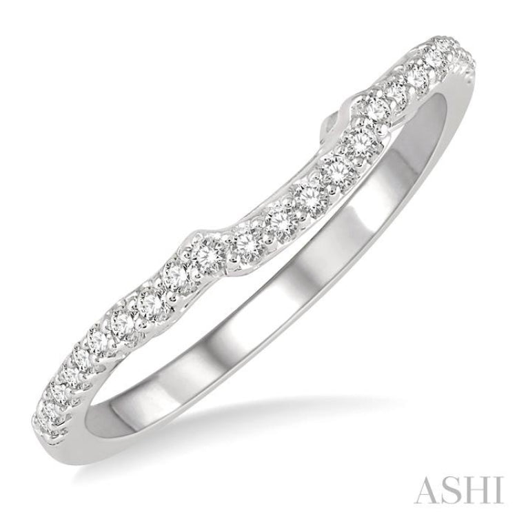 1/5 Ctw Curved Round Cut Diamond Wedding Band in 14K White Gold 1/5 Ctw Curved Round Cut Diamond Wedding Band in 14K White Gold