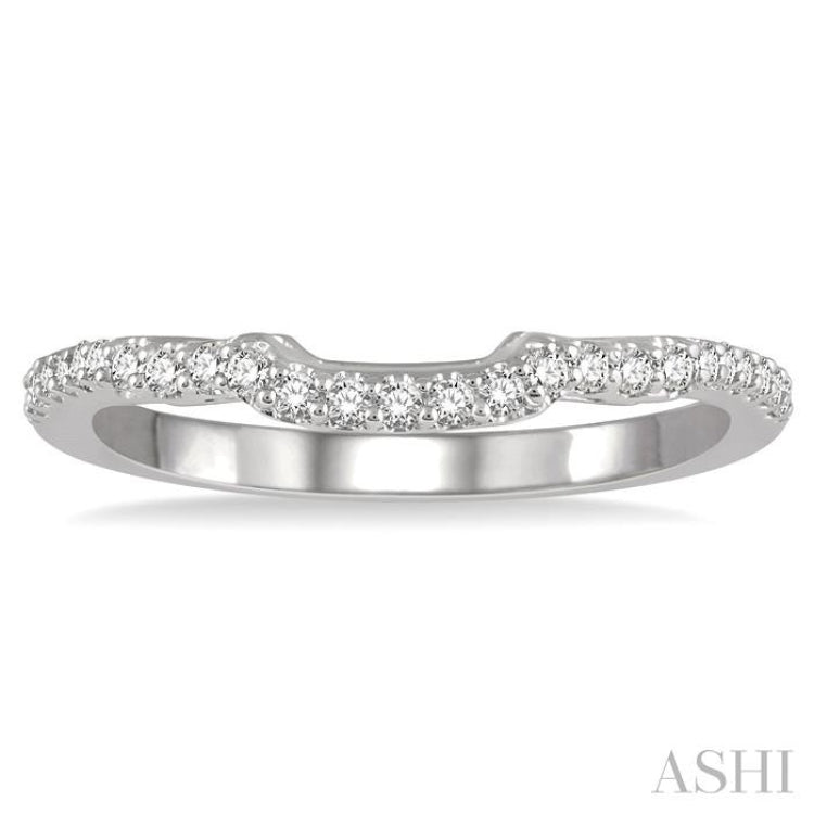 1/5 Ctw Curved Round Cut Diamond Wedding Band in 14K White Gold 1/5 Ctw Curved Round Cut Diamond Wedding Band in 14K White Gold
