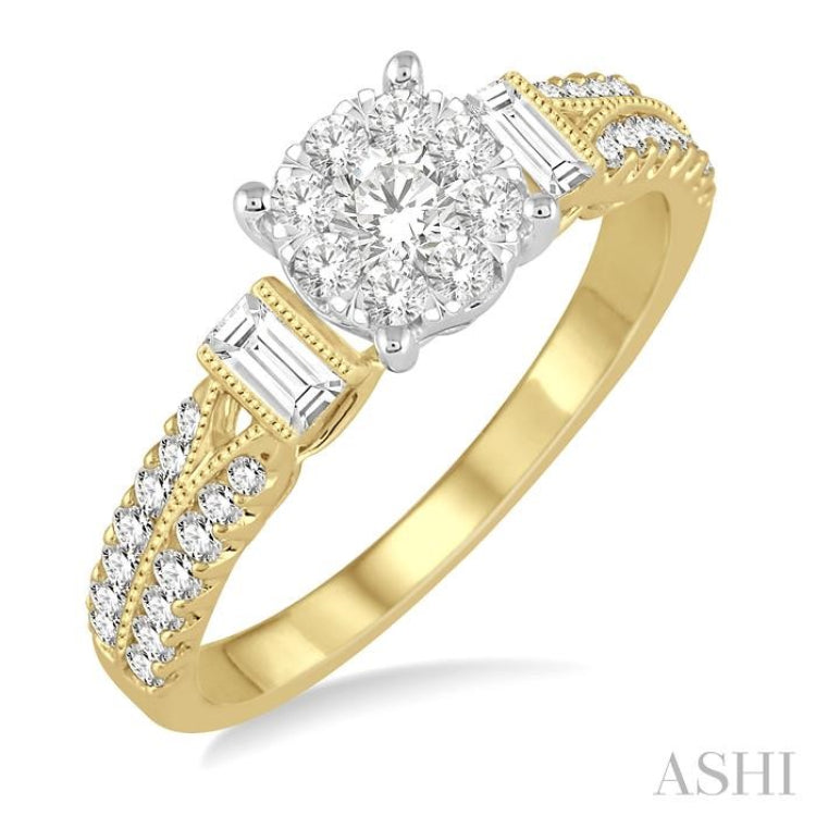 3/4 Ctw Diamond Lovebright Engagement Ring in 14K Yellow and White Gold 3/4 Ctw Diamond Lovebright Engagement Ring in 14K Yellow and White Gold