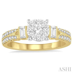 3/4 Ctw Diamond Lovebright Engagement Ring in 14K Yellow and White Gold 3/4 Ctw Diamond Lovebright Engagement Ring in 14K Yellow and White Gold
