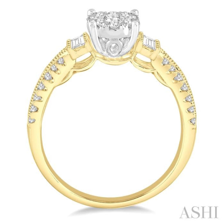 3/4 Ctw Diamond Lovebright Engagement Ring in 14K Yellow and White Gold 3/4 Ctw Diamond Lovebright Engagement Ring in 14K Yellow and White Gold
